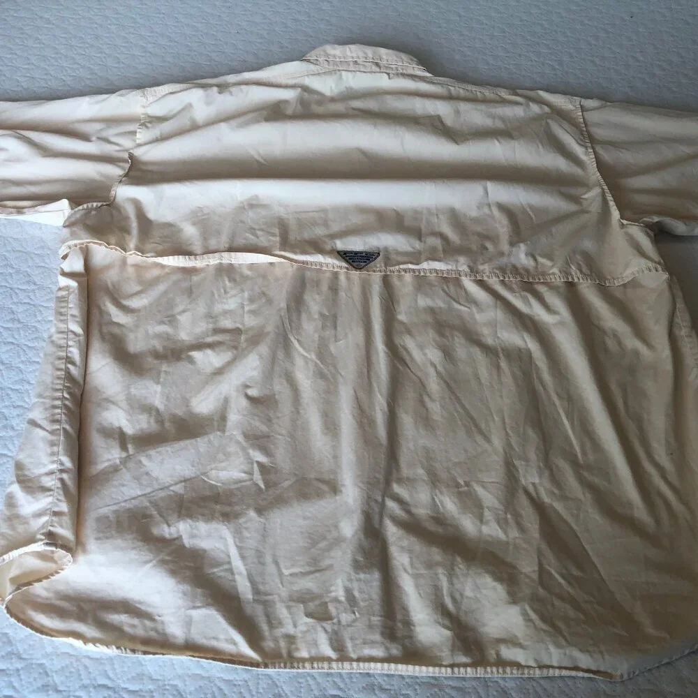 Columbia Shirt Mens Size 2XL PFG Performance Fishing Gear, Soft Yellow, Vented - Picture 7 of 10